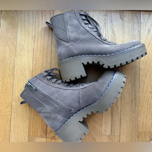 Vince Camuto Suede Heeled Combat Boots - Picture 3 of 9